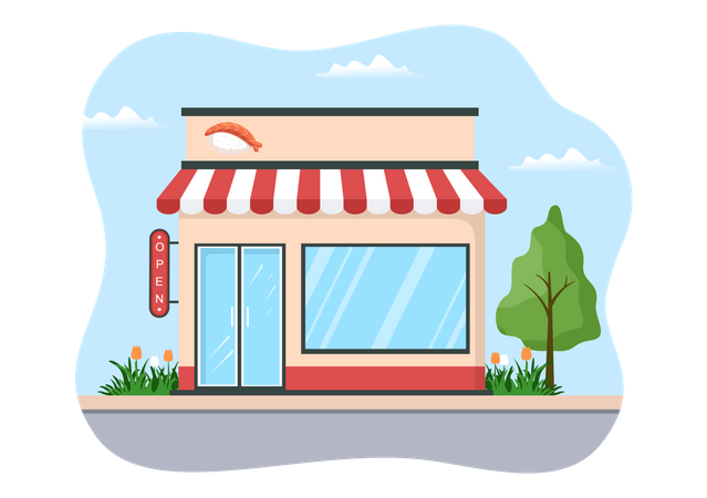 Sushi Bar Japão Comida Asiática ilustração  Ilustração