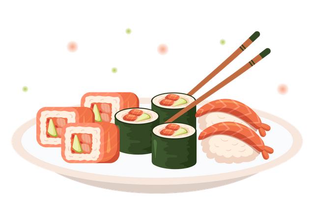 Sushi Dish Illustration