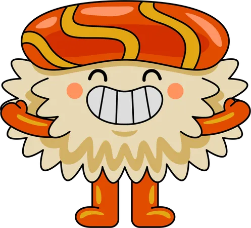 Sushi mascot laughing  Illustration