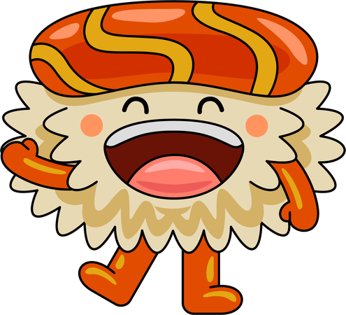 La mascotte de sushi rit fort  Illustration