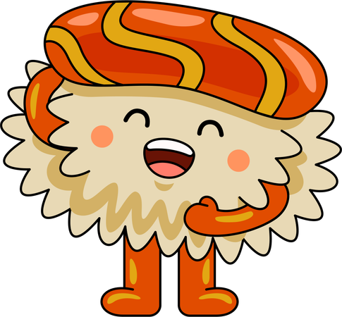 Mascotte de sushi souriante  Illustration