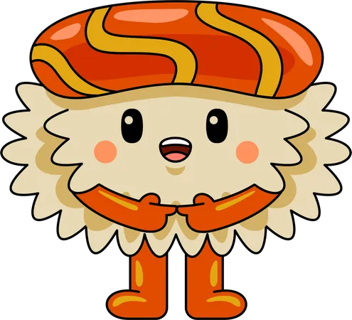 Mascotte de sushi timide  Illustration