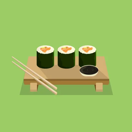 Rotolo di sushi di cibo giapponese  Illustration