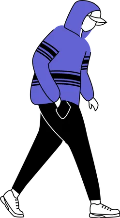 Suspicious teenager in cap and sweatshirt Illustration