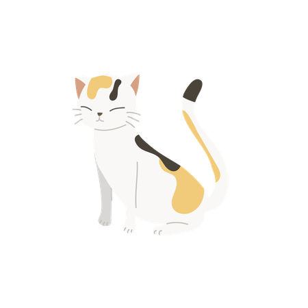 Niedliche glückliche Katze sitzt  Illustration