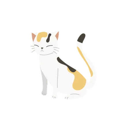 Niedliche glückliche Katze sitzt  Illustration