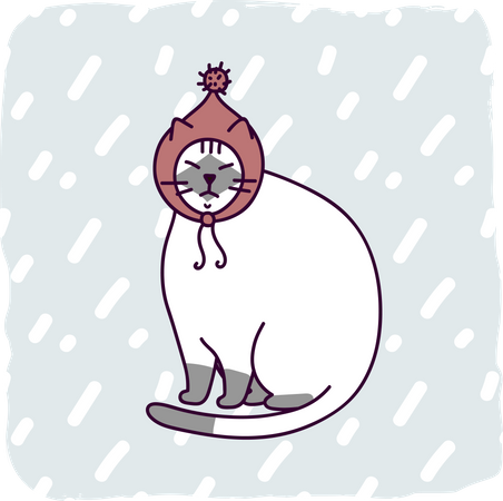 Süße Katze schläft im Winter  Illustration