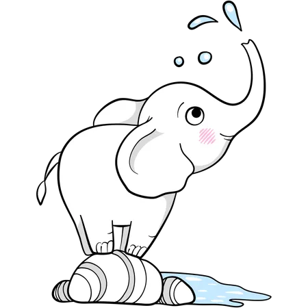 Niedlicher Elefant genießt Wasser am See  Illustration