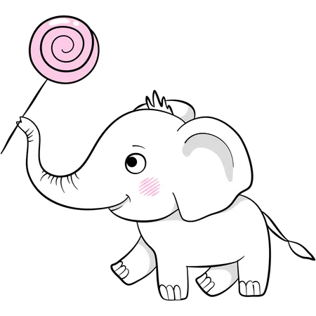 Niedlicher Elefant mit Lutscher  Illustration