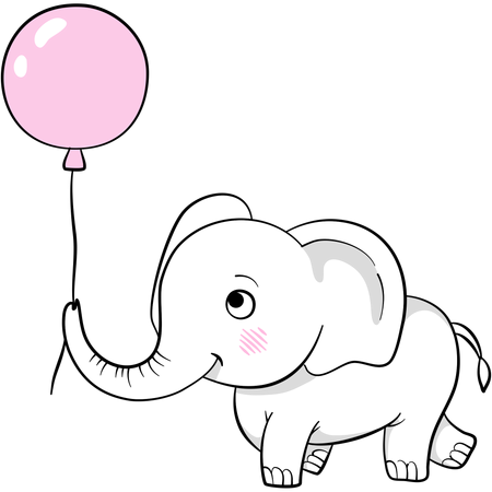 Niedlicher Elefant spielt mit Ballon  Illustration