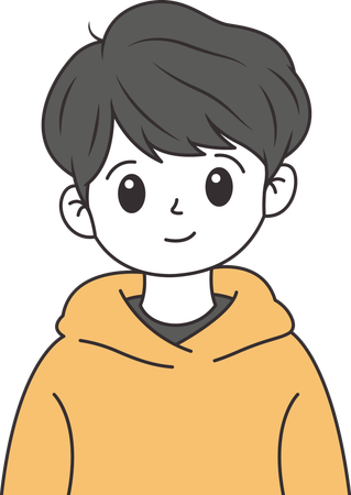 Niedlicher Junge mit Kapuzenpullover und glücklichem Gesichtsausdruck  Illustration