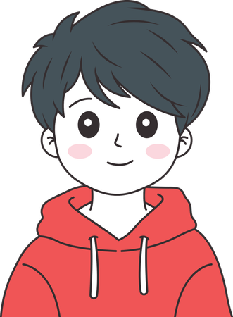 Niedlicher Junge mit Kapuzenpullover und glücklichem Gesichtsausdruck  Illustration