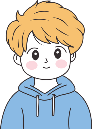 Niedlicher Junge mit Kapuzenpullover und glücklichem Gesichtsausdruck  Illustration