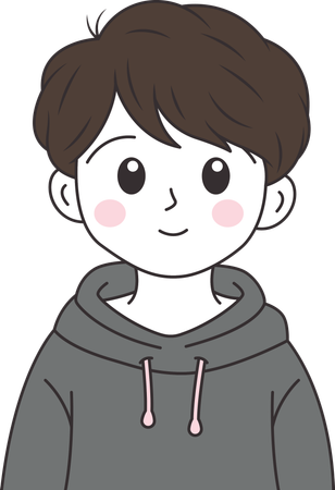 Niedlicher Junge mit Kapuzenpullover und glücklichem Gesichtsausdruck  Illustration