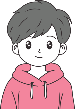 Niedlicher Junge mit Kapuzenpullover und glücklichem Gesichtsausdruck  Illustration