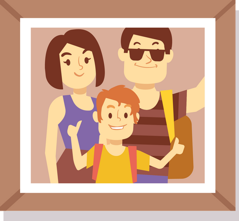 Niedlicher kleiner Familienfotorahmen  Illustration