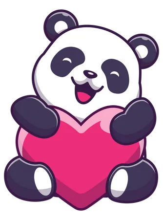 Süßer Panda mit Herz  Illustration