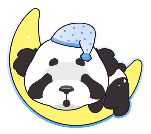 Niedlicher Panda schläft auf dem Mond  Illustration