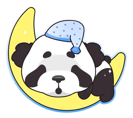 Niedlicher Panda schläft auf dem Mond  Illustration
