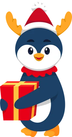 Süßer Pinguin mit Geschenkbox  Illustration