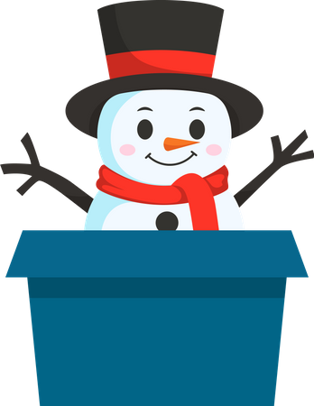 Süßer Schneemann in Geschenkbox  Illustration