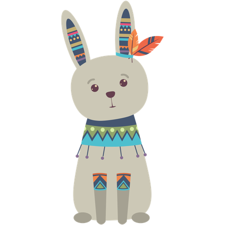 Niedliches ethnisches Kaninchen  Illustration