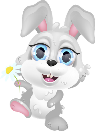Niedliches Kaninchenmädchen mit Kamille  Illustration
