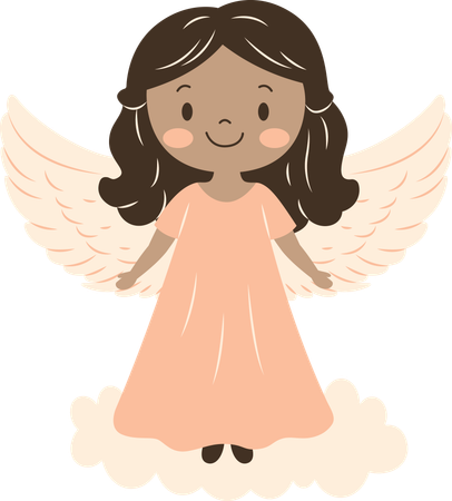 Niedliche kleine Mädchen Fee Engel mit Wolke  Illustration