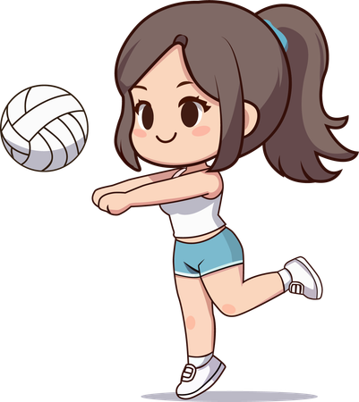 Süßes Mädchen spielt Volleyball  Illustration