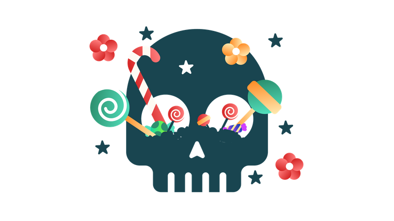 Süßigkeiten am Totenkopf  Illustration