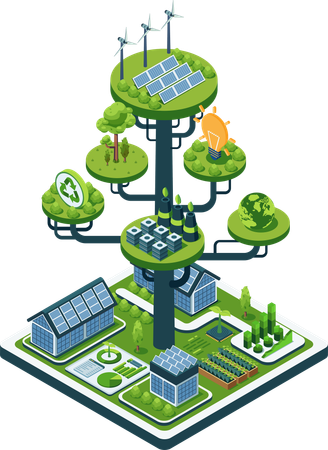 Sustainable Business with Renewable Energy Solution  Illustration