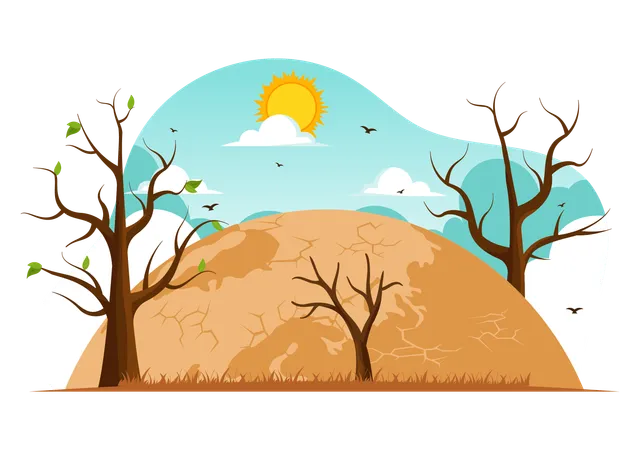 World Day To Combat Desertification And Drought Vector Illustration With Turning The Desert Into Fertile Land And Pastures In Nature Flat Background Illustration