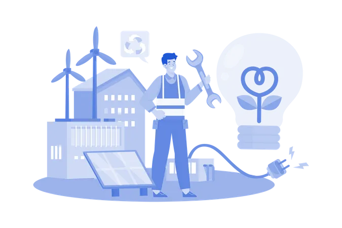 Sustainable Energy Illustration Concept On White Background Illustration