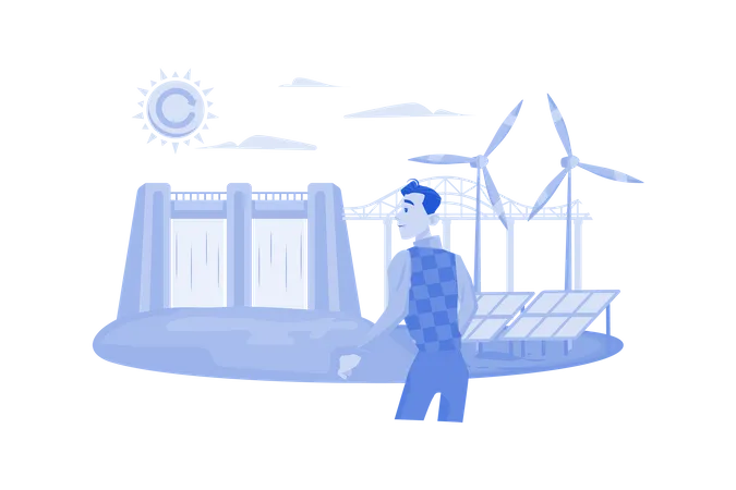Sustainable Energy Illustration Concept On White Background Illustration