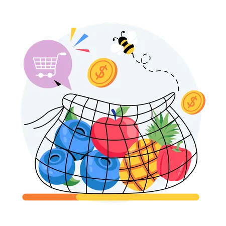 Sustainable Groceries  Illustration