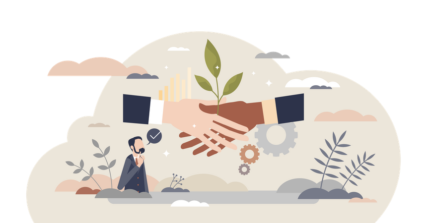 Sustainable partner and environmental friendly business Illustration