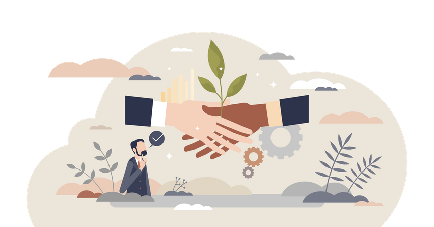 Sustainable partner and environmental friendly business  Illustration