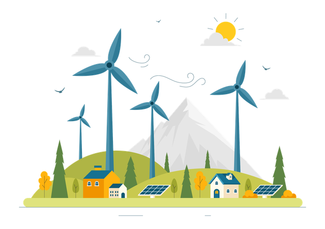 Sustainable Wind Turbine  Illustration