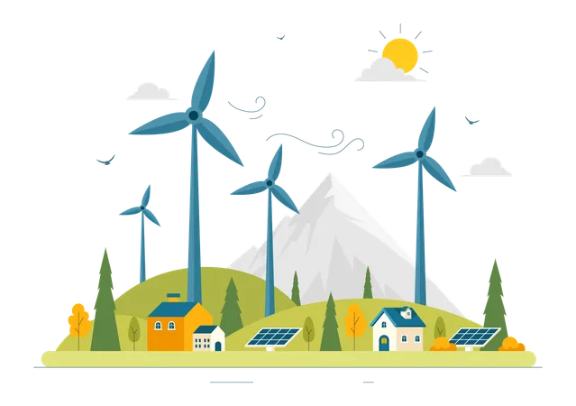 Sustainable Wind Turbine  Illustration