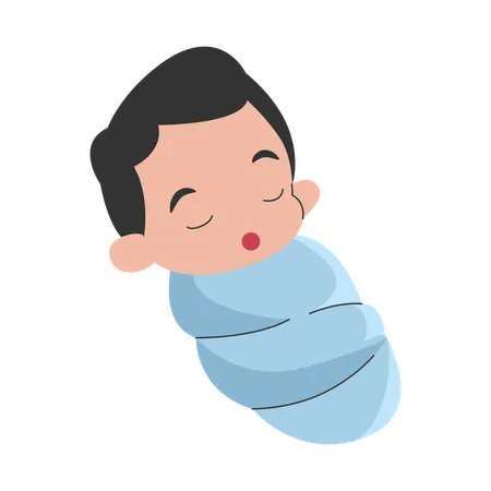 Swaddling baby boy  Illustration