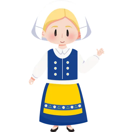 Sweden Folkdräkt girl  Illustration