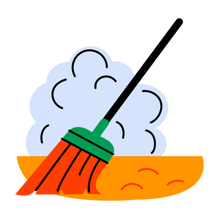 Sweeping Broom  Illustration