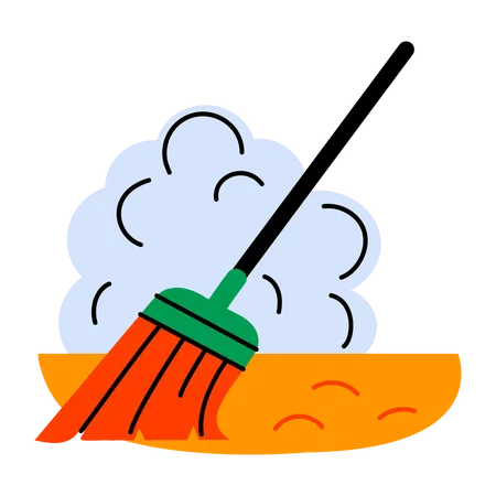 Sweeping Broom  Illustration