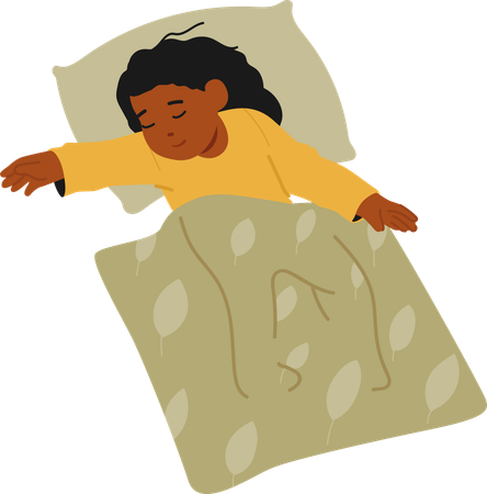 Sweet Child Peacefully Sleeps In Bed  Illustration