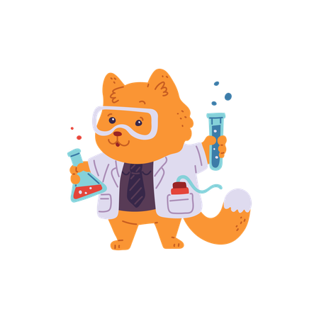 Sweet red cat chemist  Illustration