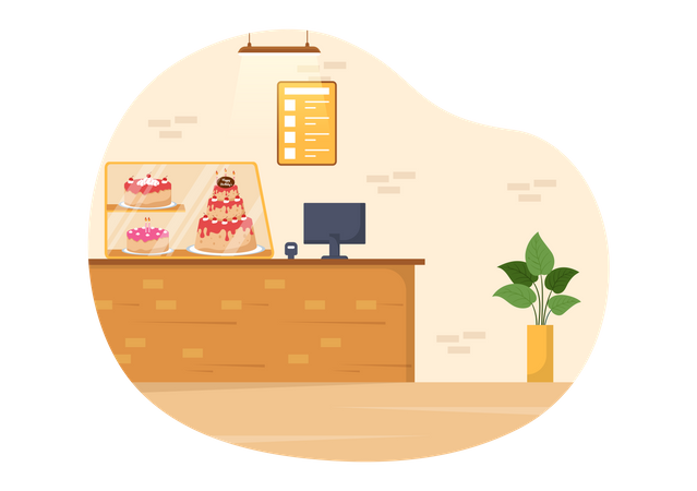 Sweet shop bill counter  Illustration