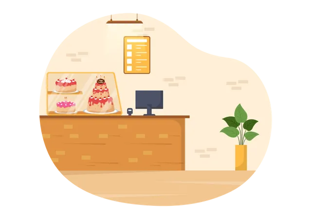 Sweet shop bill counter  Illustration