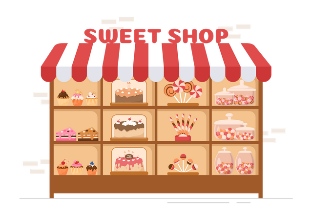 Sweet shop exterior Illustration