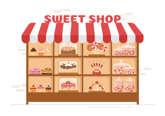 Sweet shop exterior Illustration