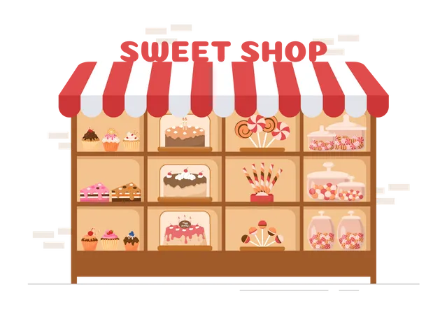 Sweet shop exterior  Illustration